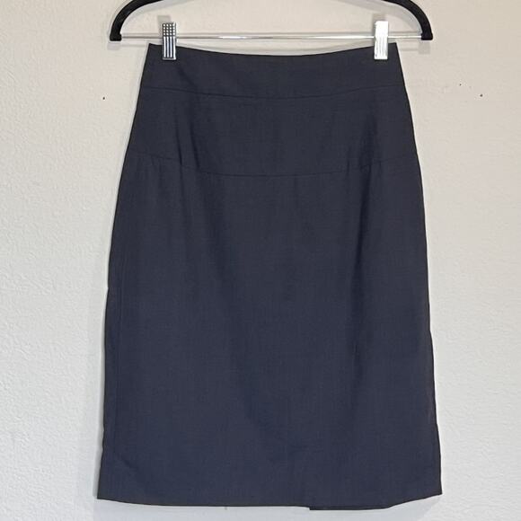 Theory Pencil Skirt Size 4 Navy Blue Knee Length Wool-Blend Career Business Work - Picture 1 of 13